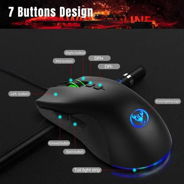 Alt view image 2 of 7 - HXSJ P6+V100+A883 Keyboard Mouse Converter + One-handed Keyboard + Gaming Mouse Set P6+V100+A883