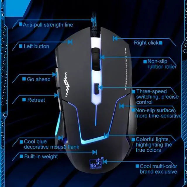 Alt view image 5 of 7 - Chasing Leopard T7 USB 6-keys 2400DPI Three-speed Adjustable Backlight Wired Optical Gaming Mouse Built-in Counter Weight, Length: 1.8m