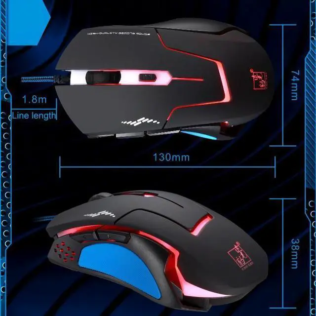 Alt view image 7 of 7 - Chasing Leopard T7 USB 6-keys 2400DPI Three-speed Adjustable Backlight Wired Optical Gaming Mouse Built-in Counter Weight, Length: 1.8m