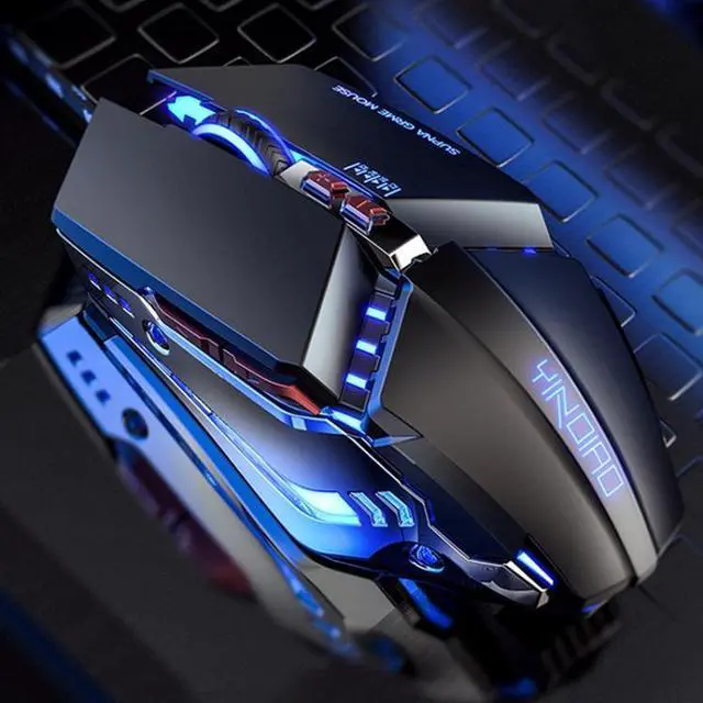Main image of YINDIAO 3200DPI 4-modes Adjustable 7-keys RGB Light Wired Metal Mechanical Hard Core Macro Mouse, Style: Audio Version(Black)