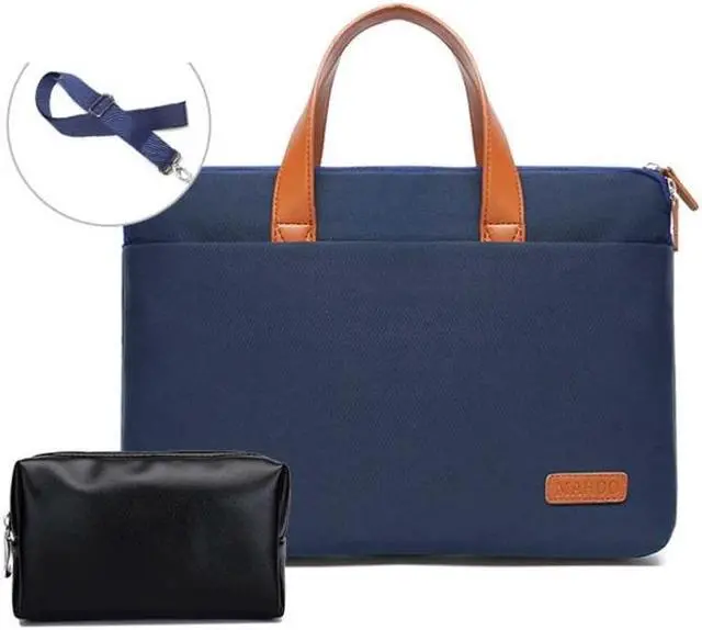 Main image of For MacBook 13.3-14 Inches MAHOO 10188 Ultra-Thin Hand Computer Bag Messenger Laptop Bag, Color: Dark Blue+Black PU Power Bag Dark Blue+Black PU Power Bag