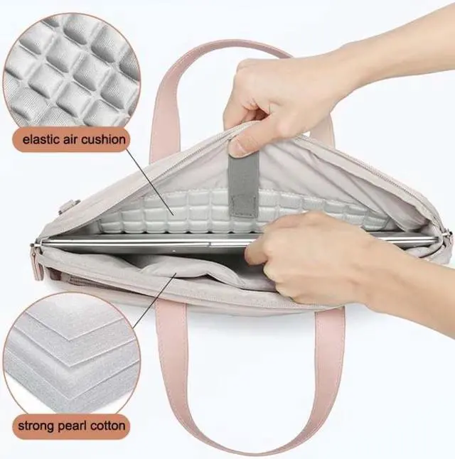 Alt view image 4 of 7 - For MacBook 13.3-14 Inches MAHOO 10188 Ultra-Thin Hand Computer Bag Messenger Laptop Bag, Color: Dark Blue+Black PU Power Bag Dark Blue+Black PU Power Bag