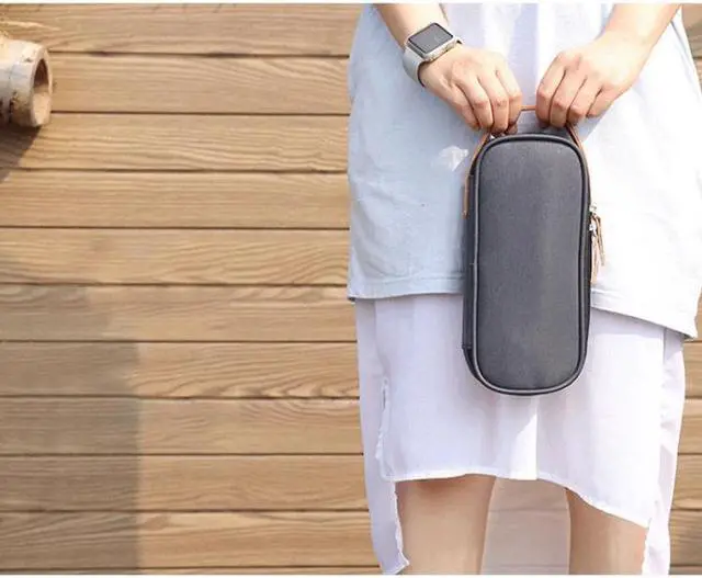 Alt view image 7 of 7 - Multi-function Headphone Charger Data Cable Storage Bag, Ultra Fiber Portable Power Pack, Size: M, 16.5x6x23.5cm (Blue) Black