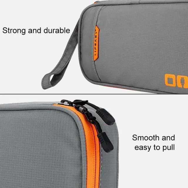 Alt view image 4 of 7 - Multi-functional Headphone Charger Data Cable Storage Bag Portable Power Pack, Size: S, 24 x 12 x 5cm (Grey)
