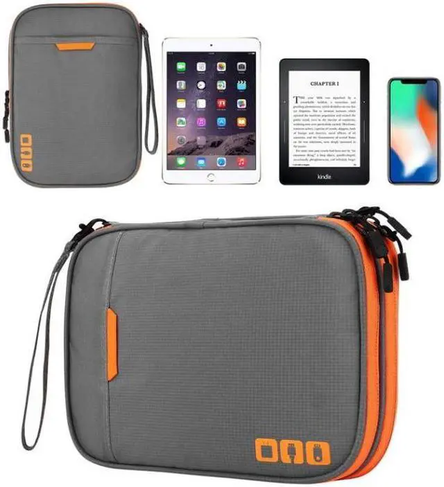 Alt view image 7 of 7 - Multi-functional Headphone Charger Data Cable Storage Bag Portable Power Pack, Size: S, 24 x 12 x 5cm (Grey)