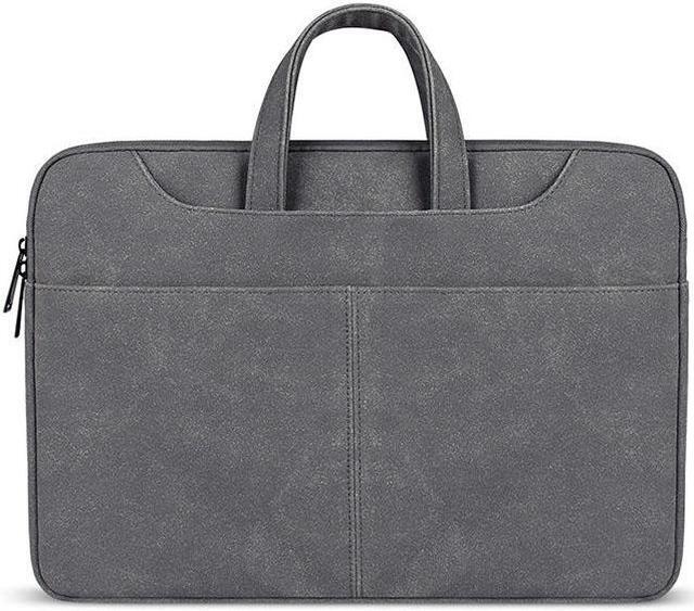 Alt view image 3 of 7 - ST06S Waterproof PU Leather Zipper Hidden Portable Strap One-shoulder Handbag for 13.3 inch Laptops, with Magic Stick & Suitcase Belt (Light Grey)