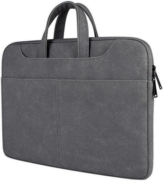 Alt view image 5 of 7 - ST06S Waterproof PU Leather Zipper Hidden Portable Strap One-shoulder Handbag for 13.3 inch Laptops, with Magic Stick & Suitcase Belt (Light Grey)