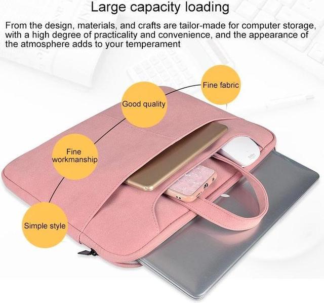 Alt view image 6 of 7 - ST06S Waterproof PU Leather Zipper Hidden Portable Strap One-shoulder Handbag for 13.3 inch Laptops, with Magic Stick & Suitcase Belt (Light Grey)