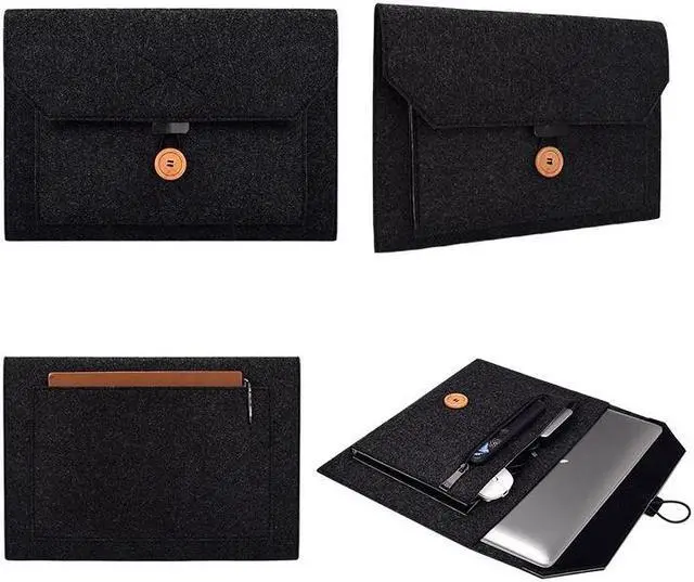 Alt view image 3 of 7 - ND06 Multi-purpose Felt Button Laptop Inner Bag for 12.5 inch Laptop (Black)