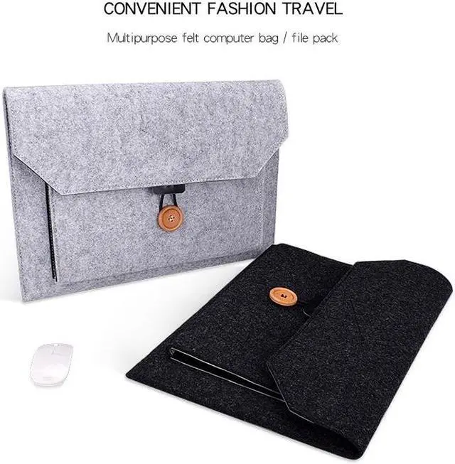 Alt view image 4 of 7 - ND06 Multi-purpose Felt Button Laptop Inner Bag for 12.5 inch Laptop (Black)