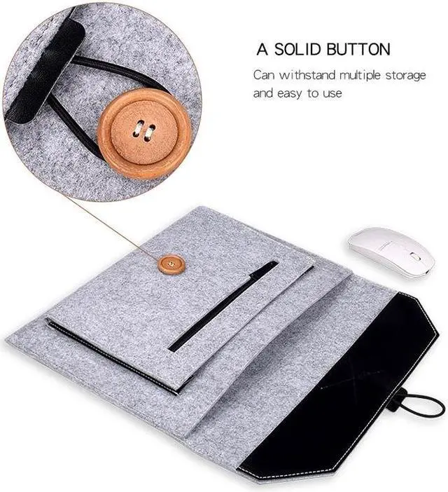 Alt view image 6 of 7 - ND06 Multi-purpose Felt Button Laptop Inner Bag for 12.5 inch Laptop (Black)