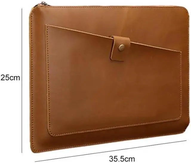 Alt view image 2 of 7 - Universal Genuine Leather Business Zipper Laptop Tablet Bag For 12 inch and Below (Coffee)