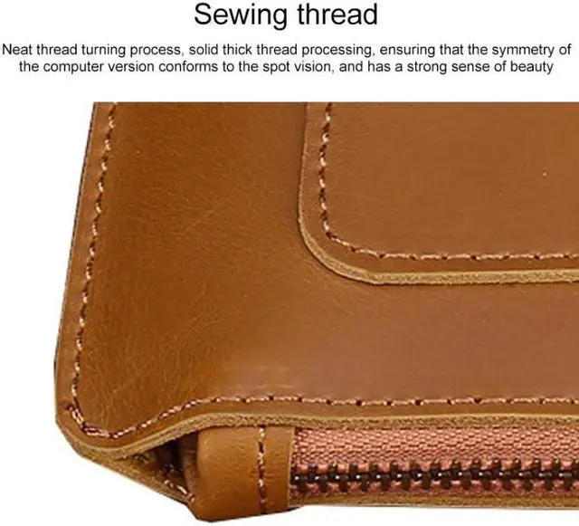 Alt view image 6 of 7 - Universal Genuine Leather Business Zipper Laptop Tablet Bag For 12 inch and Below (Coffee)