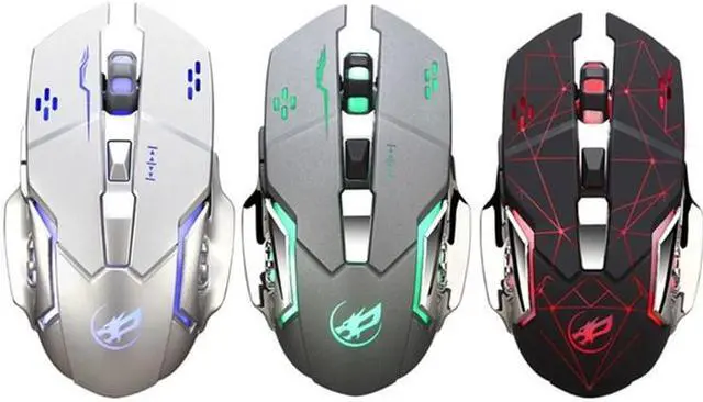 Alt view image 2 of 5 - WARWOLF Q8 Wireless Rechargeable Mouse Glowing Gaming Mouse(Black)