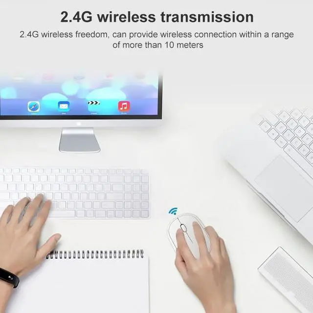 Alt view image 4 of 7 - ZGB 360 2.4G Computer Laptop Wireless Chargeable Mini Mouse 1000dpi(White)