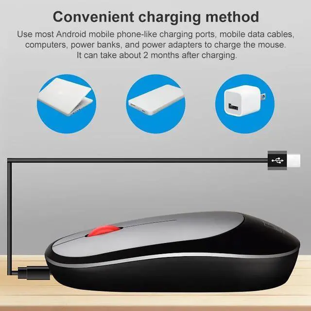 Alt view image 7 of 7 - ZGB 360 2.4G Computer Laptop Wireless Chargeable Mini Mouse 1000dpi(White)