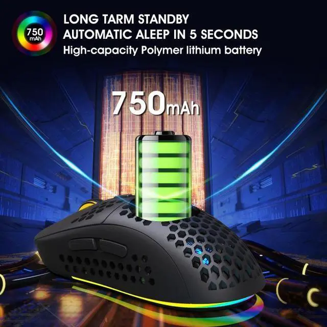 Alt view image 7 of 7 - HXSJ T90 RGB Light Three-mode Wireless Gaming Mouse