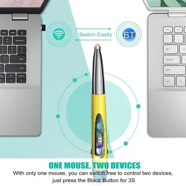 Alt view image 5 of 7 - PR-A19 2.4GHz Wireless Charging Bluetooth Mouse Pen Type Shining Quiet Mouse(Blue)