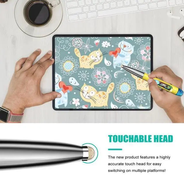 Alt view image 6 of 7 - PR-A19 2.4GHz Wireless Charging Bluetooth Mouse Pen Type Shining Quiet Mouse(Blue)
