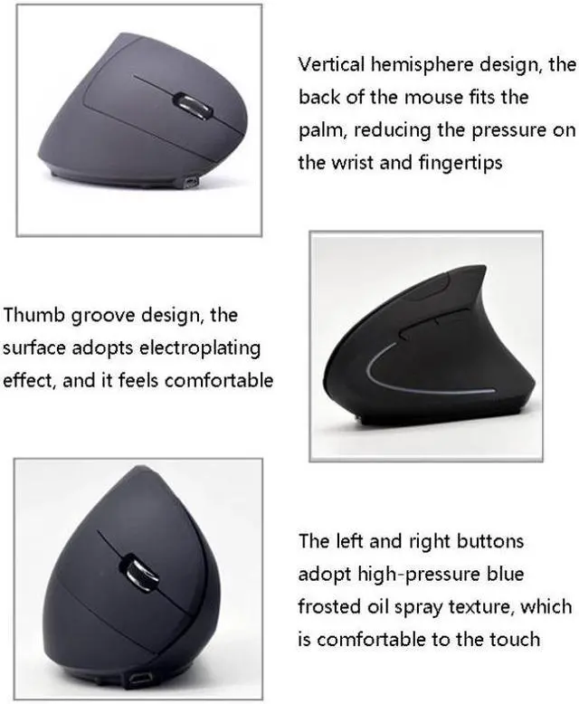 Alt view image 4 of 6 - JS-5D 6 Keys 2.4G Ergonomic Vertical Mouse Cross-Border Wireless Charging Mouse (Wireless Charging Type)