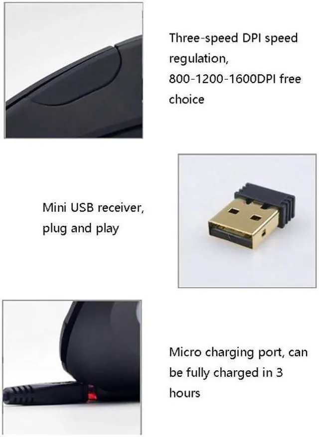 Alt view image 5 of 6 - JS-5D 6 Keys 2.4G Ergonomic Vertical Mouse Cross-Border Wireless Charging Mouse (Wireless Charging Type)