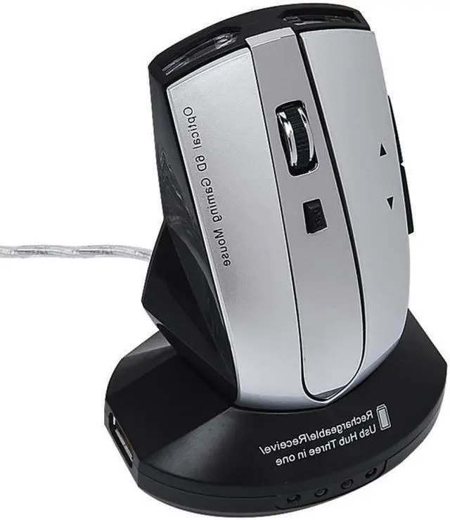 Main image of MZ-011 2.4GHz 1600DPI Wireless Rechargeable Optical Mouse with HUB Function (Black Silver)
