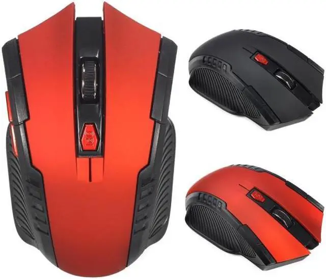 Alt view image 5 of 6 - 6-keys 2.4G 1600DPI Three-speed Adjustable Wireless Office Mouse (Red)