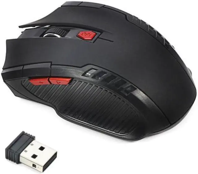 Alt view image 6 of 6 - 6-keys 2.4G 1600DPI Three-speed Adjustable Wireless Office Mouse (Red)