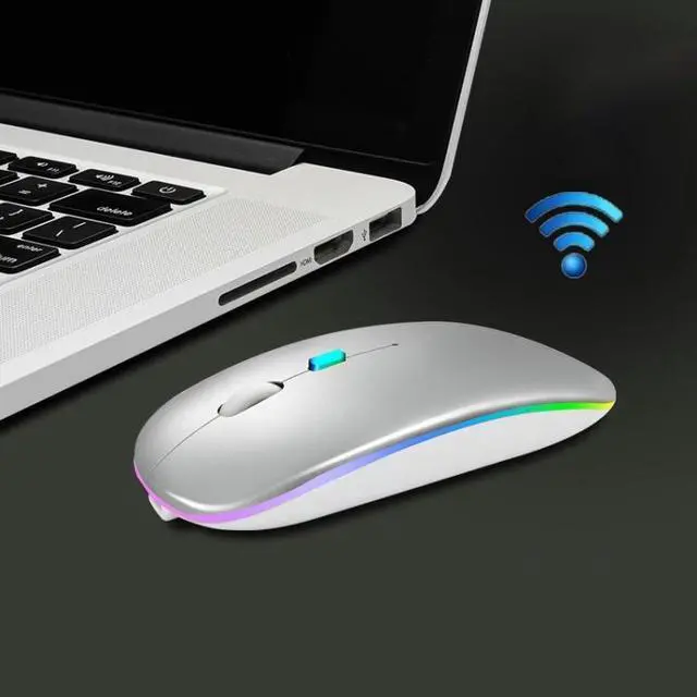 Main image of Y20 4 Keys Colorful Glow Charging Mute Mouse Notebook Game Wireless Mouse, Colour: 2.4G + Bluetooth (Silver) 2.4G + Bluetooth (Silver)