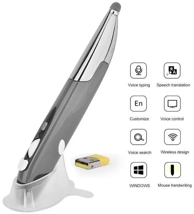 Alt view image 2 of 7 - PR-06S 4-keys Smart Wireless Optical Mouse with Stylus Pen Function, Support Voice Operation / Translation (Red)