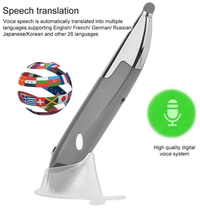 Alt view image 3 of 7 - PR-06S 4-keys Smart Wireless Optical Mouse with Stylus Pen Function, Support Voice Operation / Translation (Red)