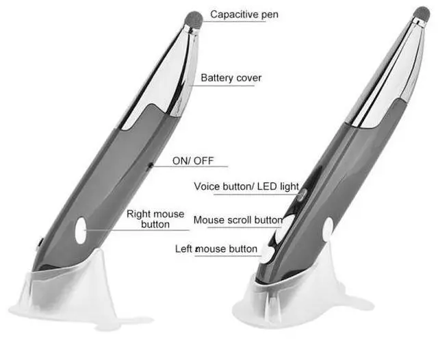 Alt view image 6 of 7 - PR-06S 4-keys Smart Wireless Optical Mouse with Stylus Pen Function, Support Voice Operation / Translation (Red)