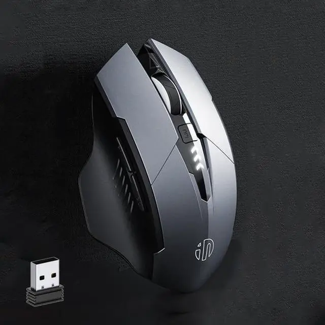 Main image of Inphic A1 6 Keys 1000/1200/1600 DPI Home Gaming Wireless Mechanical Mouse, Colour: Gray Wireless+Bluetooth 4.0+Bluetooth 5.0 Gray Wireless+Bluetooth 4.0+Bluetooth 5.0