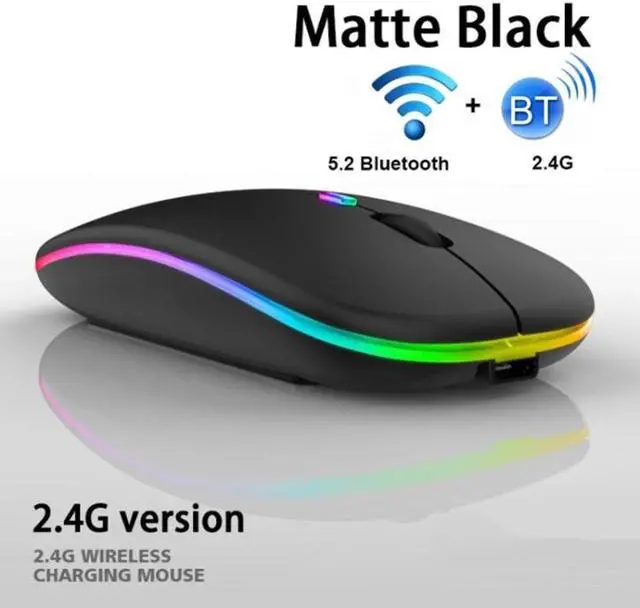 Alt view image 3 of 5 - 3 Keys RGB Backlit Silent Bluetooth Wireless Dual Mode Mouse (Grey)