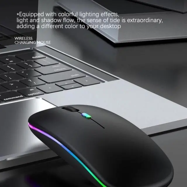 Alt view image 5 of 5 - 3 Keys RGB Backlit Silent Bluetooth Wireless Dual Mode Mouse (Grey)