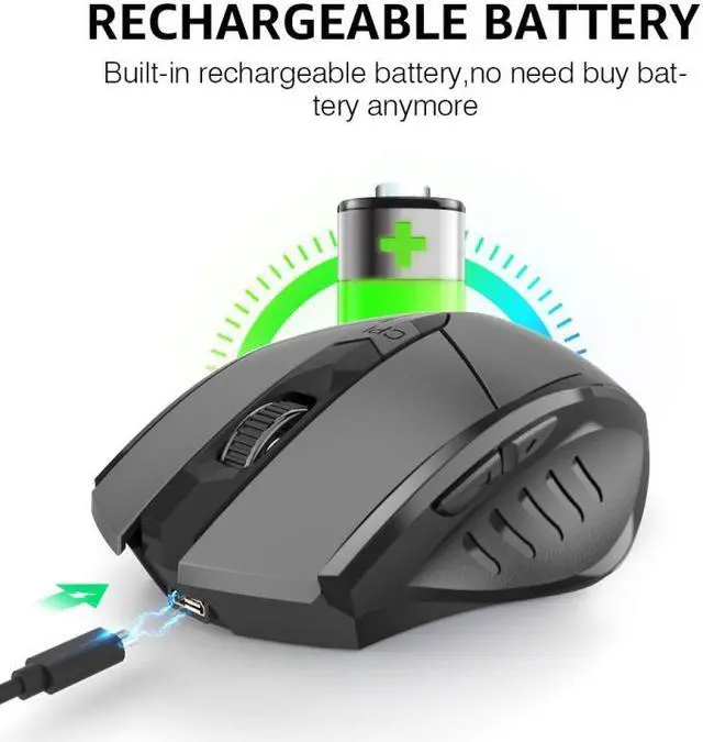 Alt view image 7 of 7 - Inphic PM6 6 Keys 1000/1200/1600 DPI Home Gaming Wireless Mechanical Mouse, Colour: Black Wireless Charging Silent Version Black Wireless Charging Silent Version