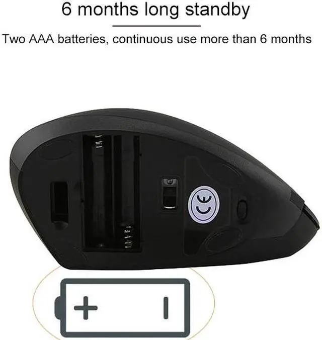 Alt view image 5 of 7 - Battery Version Wireless Mouse Vertical 2.4GHz Optical Mouse (Black)