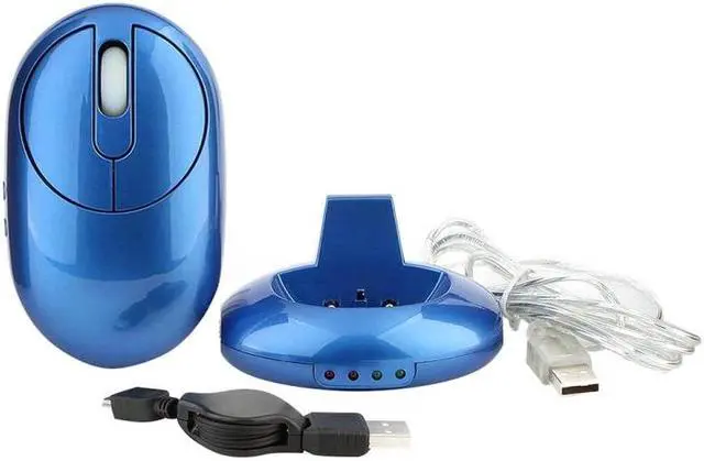 Main image of MZ-012 2.4G 1200 DPI Wireless Rechargeable Optical Mouse with 3 Ports USB HUB / Charging Dock (Blue) Black