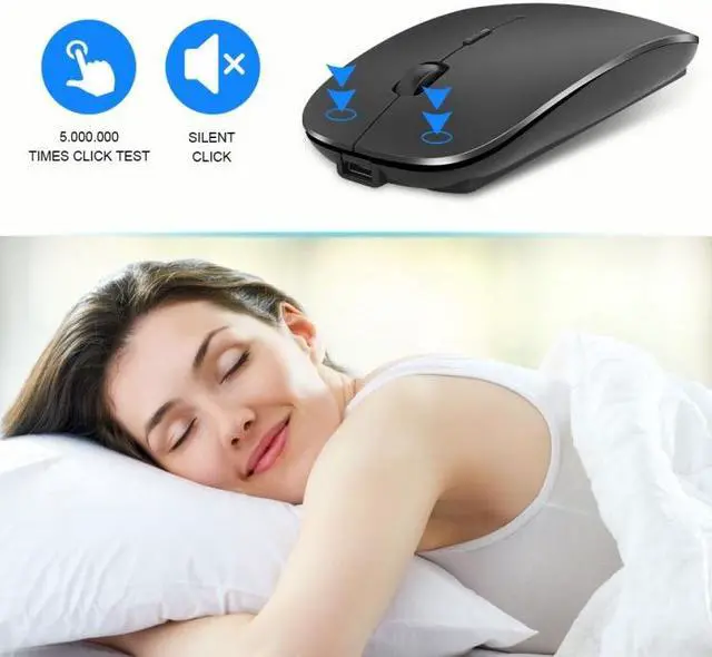 Alt view image 4 of 6 - iMICE  E-1300 4 Keys 1600DPI Luminous Wireless Silent Desktop Notebook Mini Mouse, Style:Dual-modes Luminous Edition, Size:Dual-modes Luminous Edition (Silver)