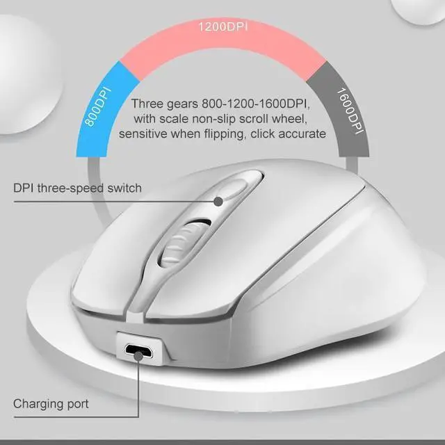 Alt view image 5 of 7 - ZGB 361 2.4G Wireless Chargeable Mini Mouse 1600dpi (White)