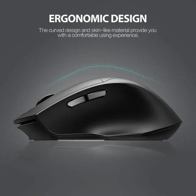 Alt view image 6 of 7 - Inphic DR01 Bluetooth 3 Mode Wireless Mouse Charging Quiet Office Game Laptop Computer Home Use DR01 (Black) (Black)