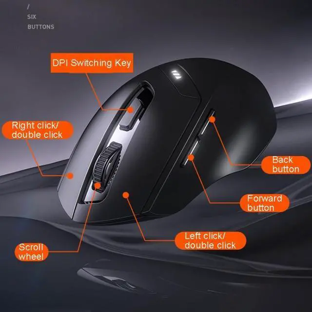 Alt view image 3 of 7 - Inphic DR01 Bluetooth 3 Mode Wireless Mouse Charging Quiet Office Game Laptop Computer Home Use DR01 (Black) (Black)