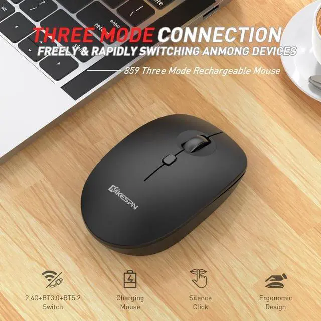 Alt view image 5 of 7 - MKESPN 859 2.4G+BT5.0+BT3.0 Three Modes Wireless Mouse (Pink)