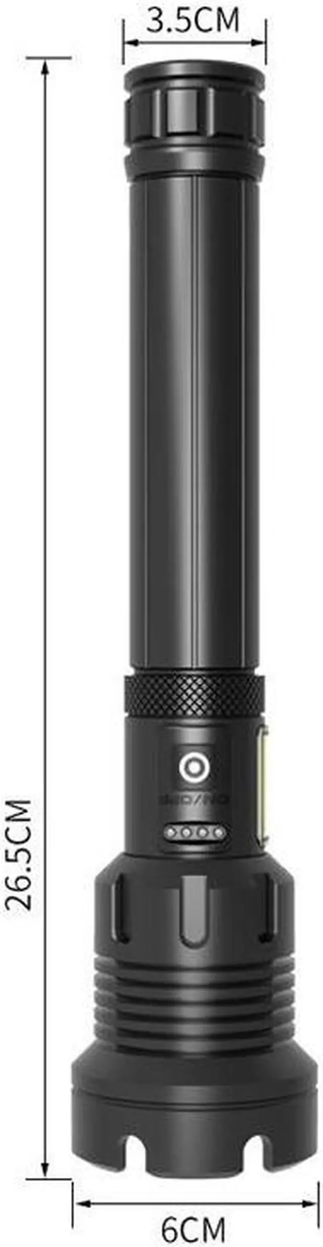 Alt view image 2 of 7 - Long Style Micro USB Charging Outdoor Waterproof P90 + COB LED Flashlight, Support Power Display & Telescopic Focusing & 7-level Brightness Adjustment