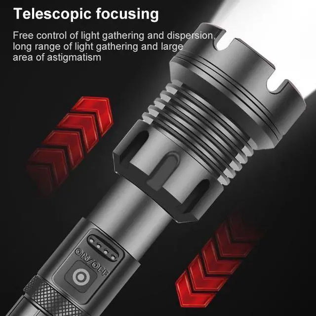 Alt view image 7 of 7 - Long Style Micro USB Charging Outdoor Waterproof P90 + COB LED Flashlight, Support Power Display & Telescopic Focusing & 7-level Brightness Adjustment