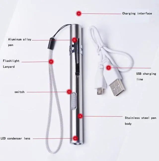 Alt view image 3 of 7 - Pen Design USB Rechargeable Flashlight Powerful Mini LED Lamp