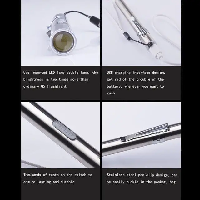 Alt view image 5 of 7 - Pen Design USB Rechargeable Flashlight Powerful Mini LED Lamp