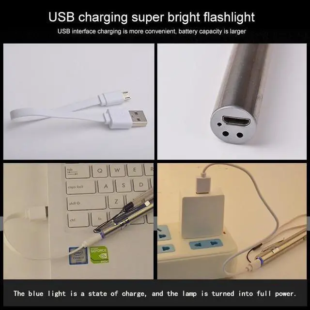 Alt view image 6 of 7 - Pen Design USB Rechargeable Flashlight Powerful Mini LED Lamp