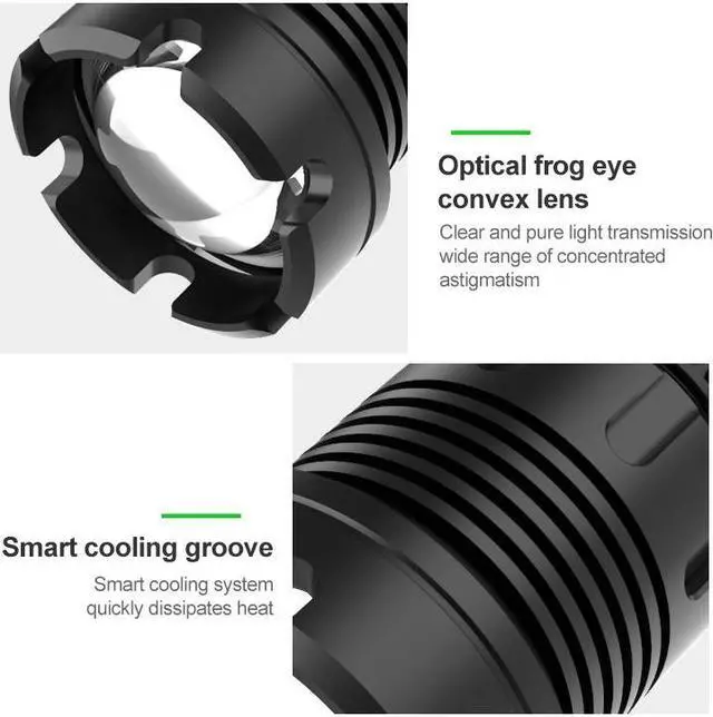 Alt view image 4 of 7 - Long Style Micro USB Charging Outdoor Waterproof P90 + COB LED Flashlight, Support Power Display & Telescopic Focusing & 7-level Brightness Adjustment