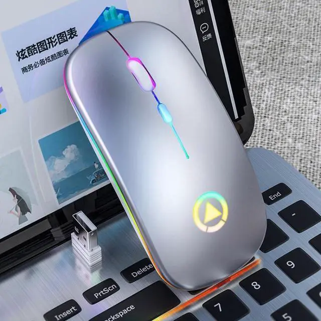 Main image of YINDIAO A2 2.4GHz 1600DPI 3-modes Adjustable RGB Light Rechargeable Wireless Silent Mouse (Grey)